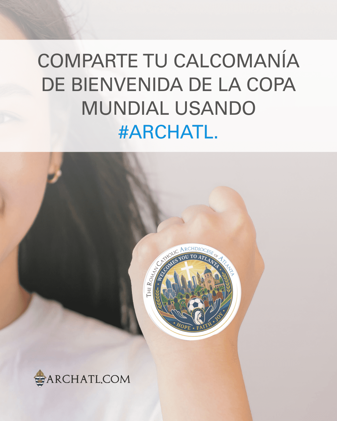 Comparte tu calcomania de bienvenida de la copa mundial usando
